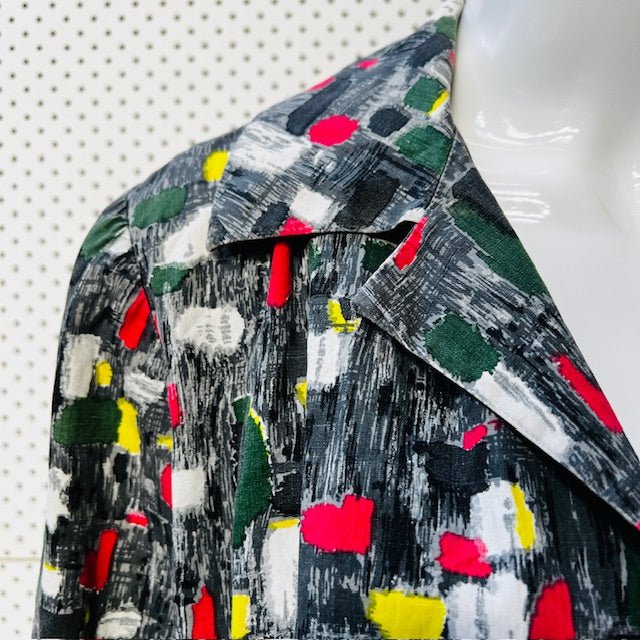 1960s nz vintage / home made patterned jacket / s/m (3884682767911408034)
