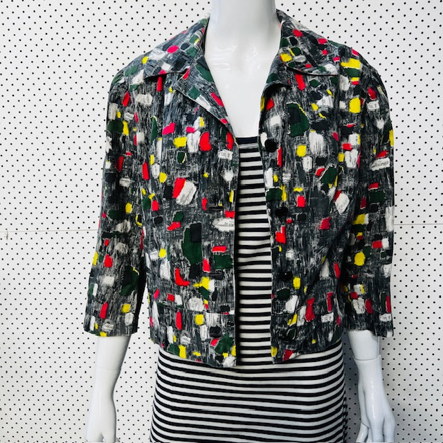 1960s nz vintage / home made patterned jacket / s/m (3884682770280390972)