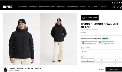 HUFFER / function down puffer / xs / $440rrp (3884766173682980629)