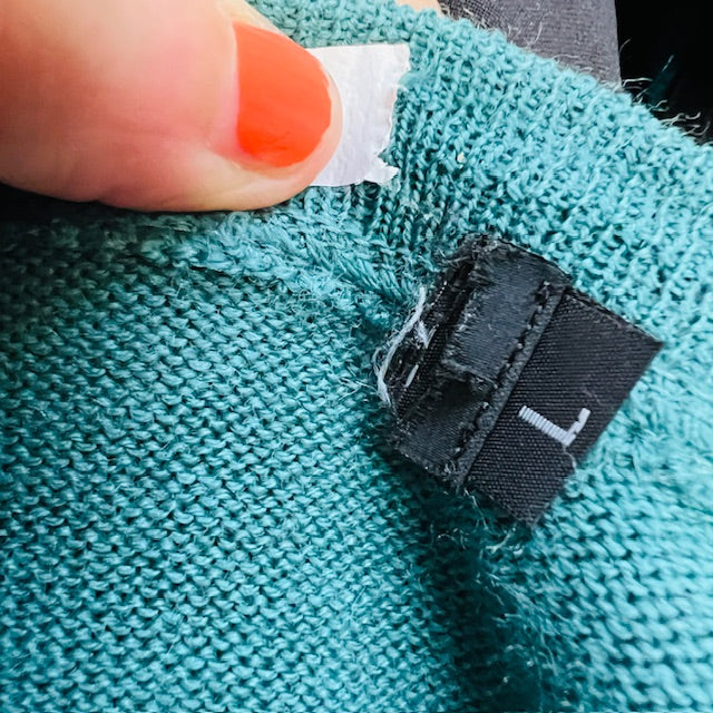 pure wool / knit cardigan in teal / L (3885114846470193069)