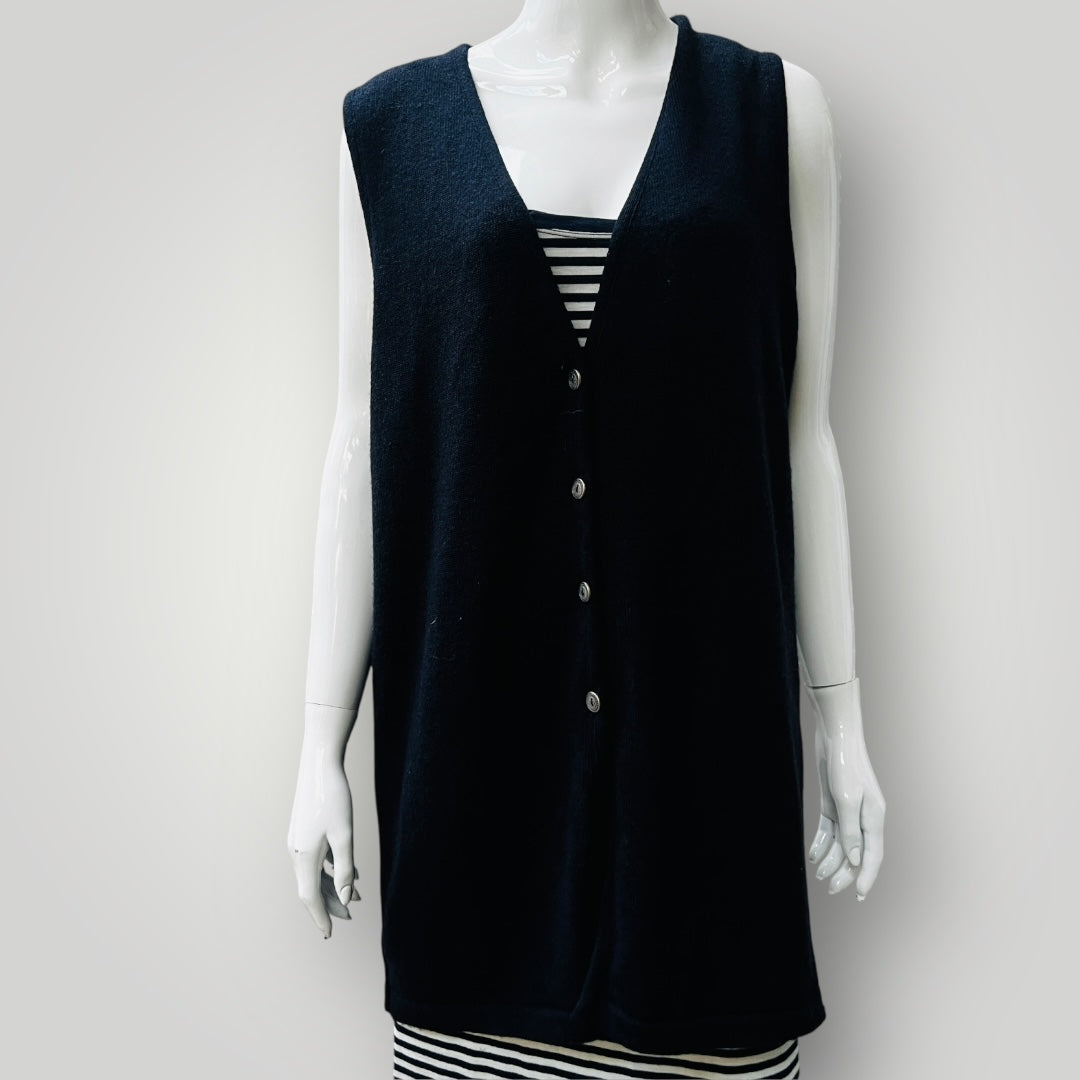 MERINOS / made in nz / longline vest in blue / M (3885115264405859402)