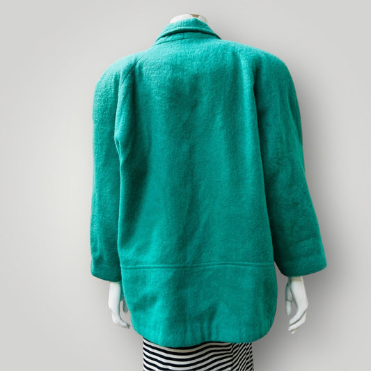 1980s japanese vintage / MADAM ROCHAS / green wool jacket / L Jackets