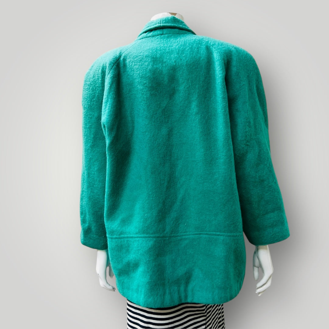 1980s japanese vintage / MADAM ROCHAS / green wool jacket / L Jackets