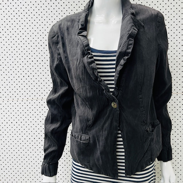 vintage / silk jacket with ruffles / s (3885206239423486496)