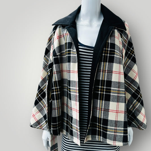1960s NZ vintage / SOUTHWELL / plaid wool cape jacket / s/m Jackets