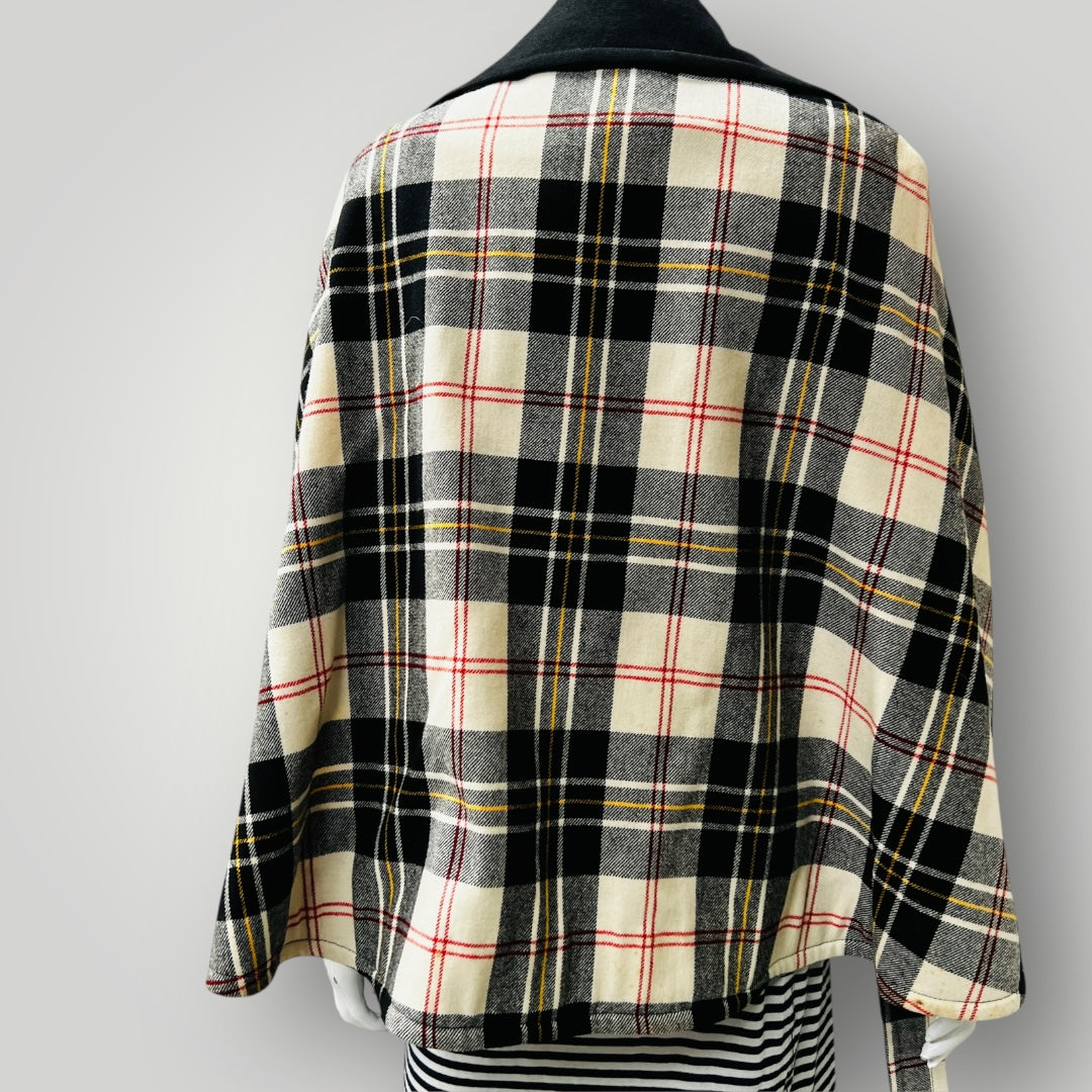 1960s NZ vintage / SOUTHWELL / plaid wool cape jacket / s/m (3885206844144003151)