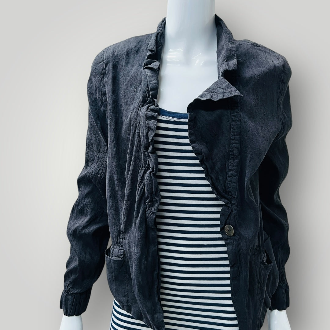 vintage / silk jacket with ruffles / s (3885206870693267460)
