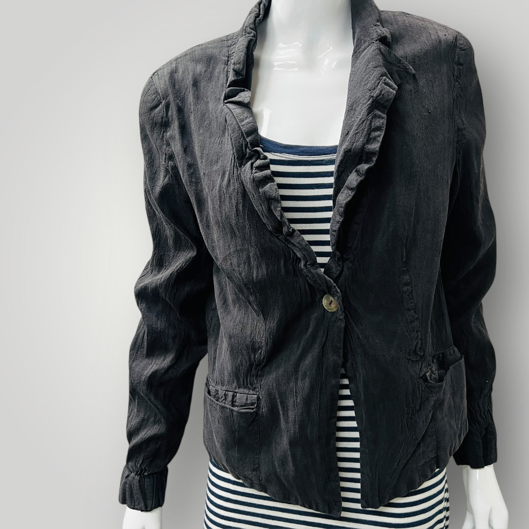 vintage / silk jacket with ruffles / s (3885206893113309105)