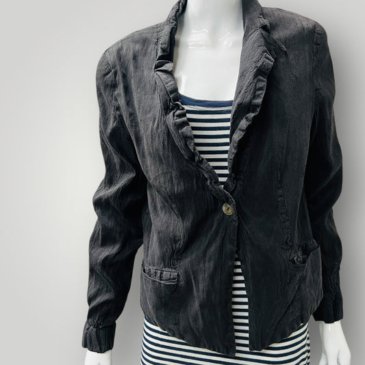 vintage / silk jacket with ruffles / s (3885206893113309105)