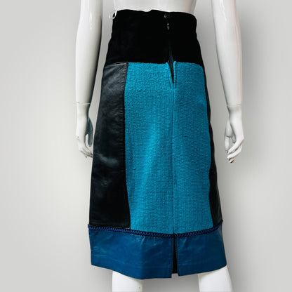 1990s nz vintage / leather + wool skirt / s (3885634906926665801)