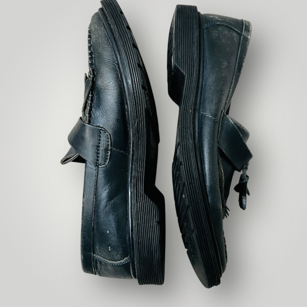 Jack Wills / black leather loafers / Size 7 (3885721070383158144)