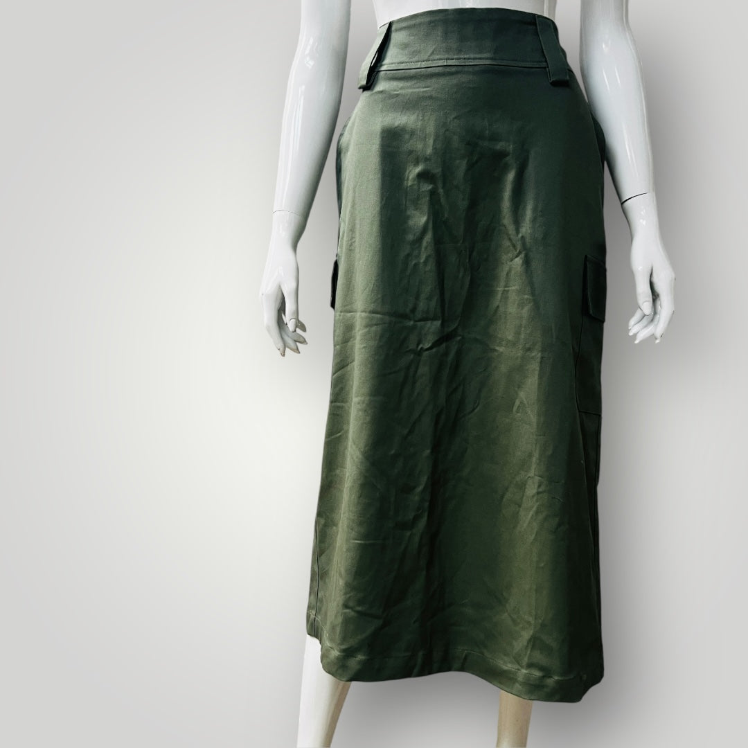 WITH CONSIDERATION / soho midi skirt in khaki / XL / new with tags / $280rrp Skirts
