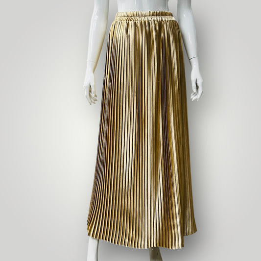 1980s nz vintage / JAN MARIE COOKE / pleated gold skirt / 12 / made in nz Skirts