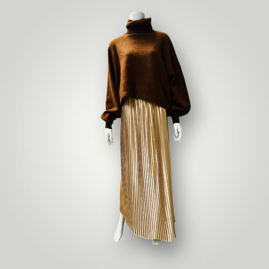 1980s nz vintage / JAN MARIE COOKE / pleated gold skirt / 12 / made in nz Skirts