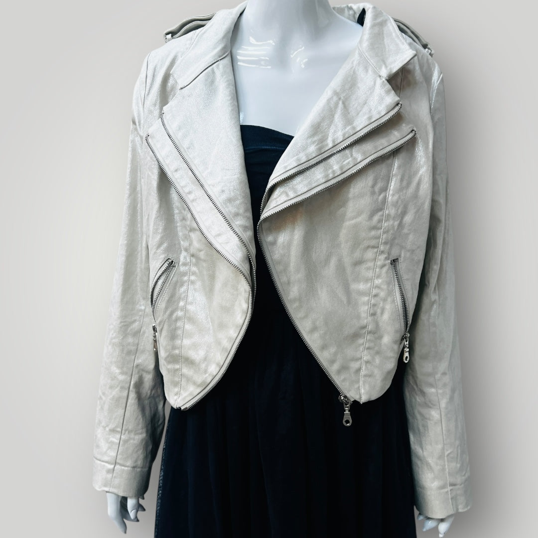 @emgirl / silver biker jacket / m (3886319388927826372)