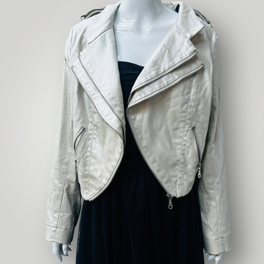 @emgirl / silver biker jacket / m (3886319388927826372)