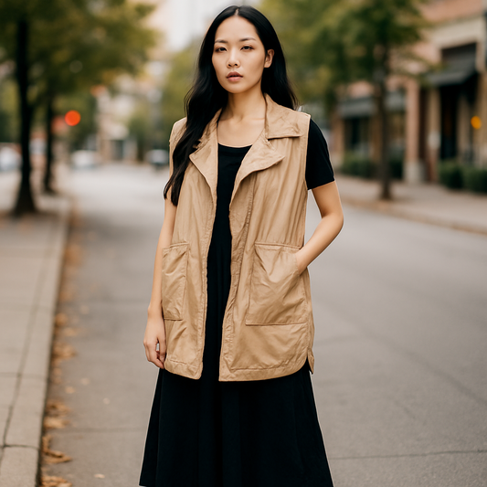 YCHQ / crispy nylon sleeveless long jacket / m/l (3886321115131066101)