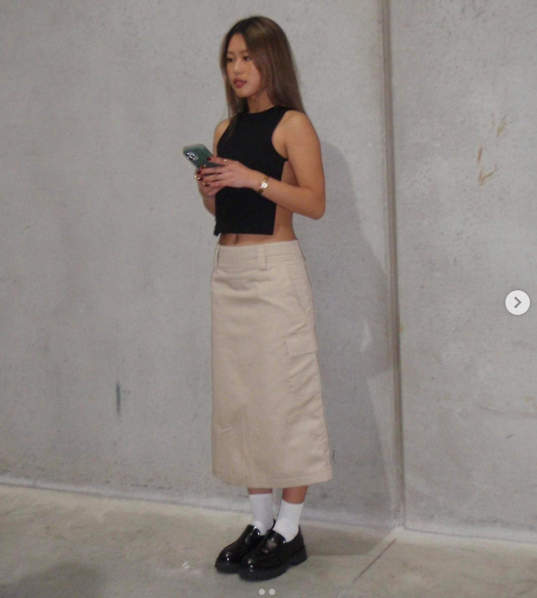 WITH CONSIDERATION / soho midi skirt in khaki / XL / new with tags / $280rrp Skirts