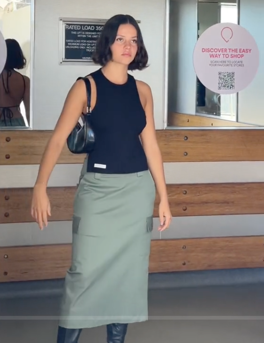WITH CONSIDERATION / soho midi skirt in khaki / XL / new with tags / $280rrp Skirts
