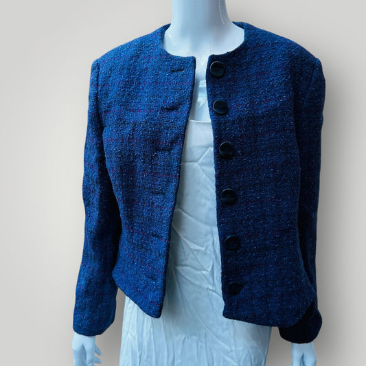1960s british vintage / JAEGER / purple tweed wool chanel like jacket / 12 Jackets