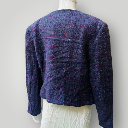 1960s british vintage / JAEGER / purple tweed wool chanel like jacket / 12 Jackets