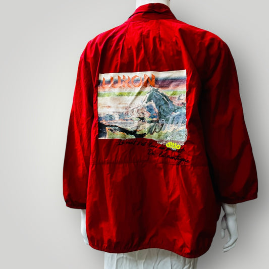 red anorak / with funky print to back / s/m (3886510603333519144)