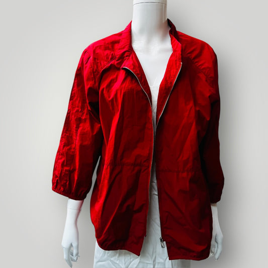 red anorak / with funky print to back / s/m (3886510605201899948)
