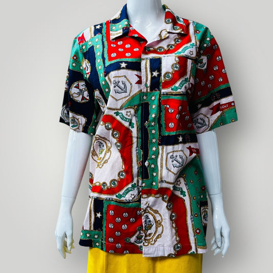 Caitlin Crisp / print short-sleeve shirt / small Tops & shirts