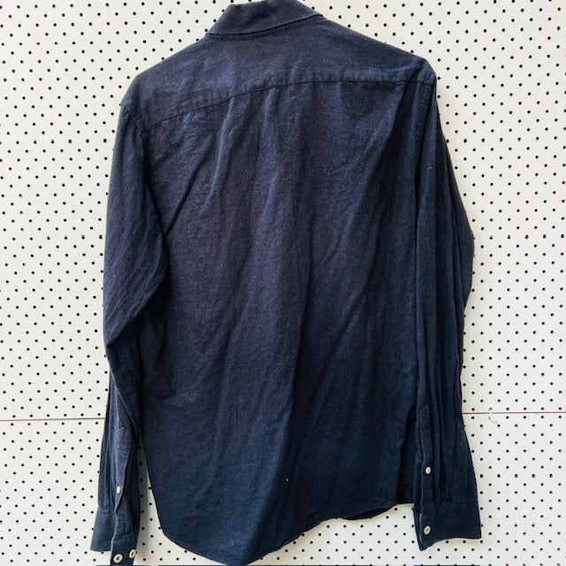 BARKERS / navy brushed cotton shirt / m (3886923099794986317)