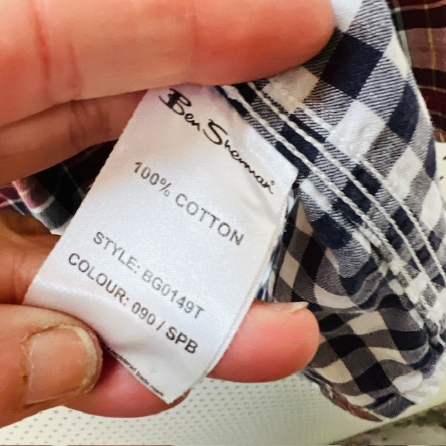 BEN SHERMAN / soft cotton plaid shirt / L (3886923122501581587)