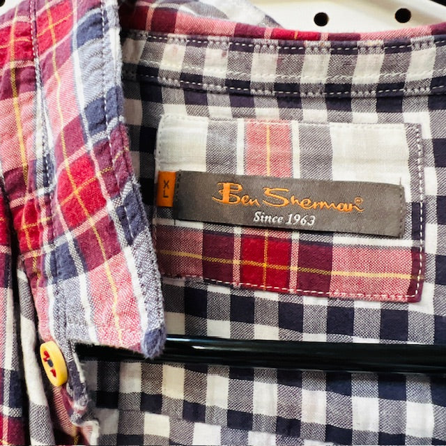 BEN SHERMAN / soft cotton plaid shirt / L (3886923126090528776)