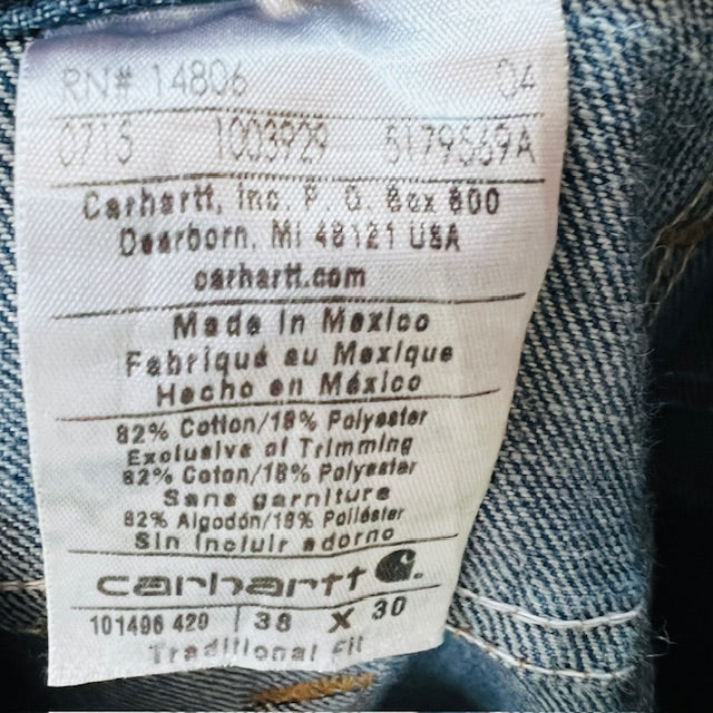 CARHARTT blue denim jeans / traditional fit / 38 x 30 (3886923174253923308)