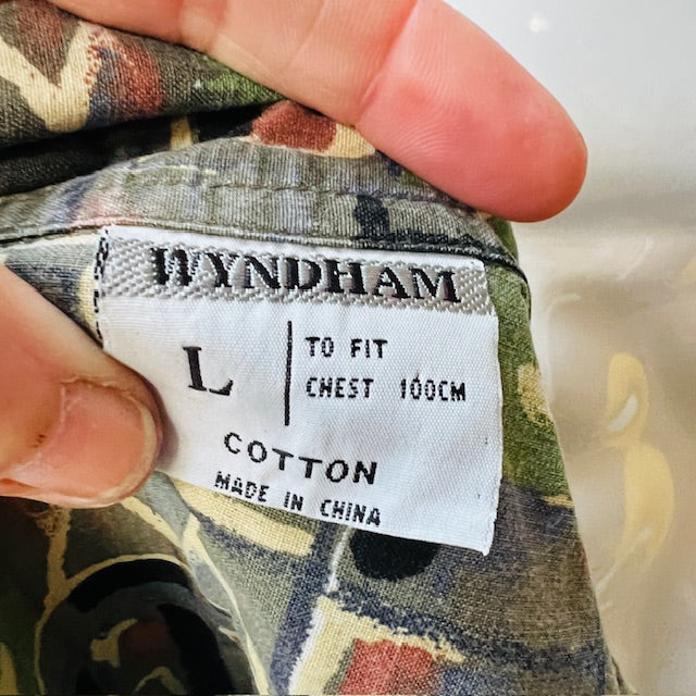 1990s vintage / WYNDHAM / patterned cotton shirt / L (3886923205013381983)