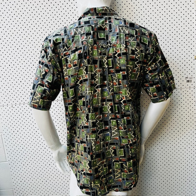 1990s vintage / WYNDHAM / patterned cotton shirt / L (3886923206653351146)