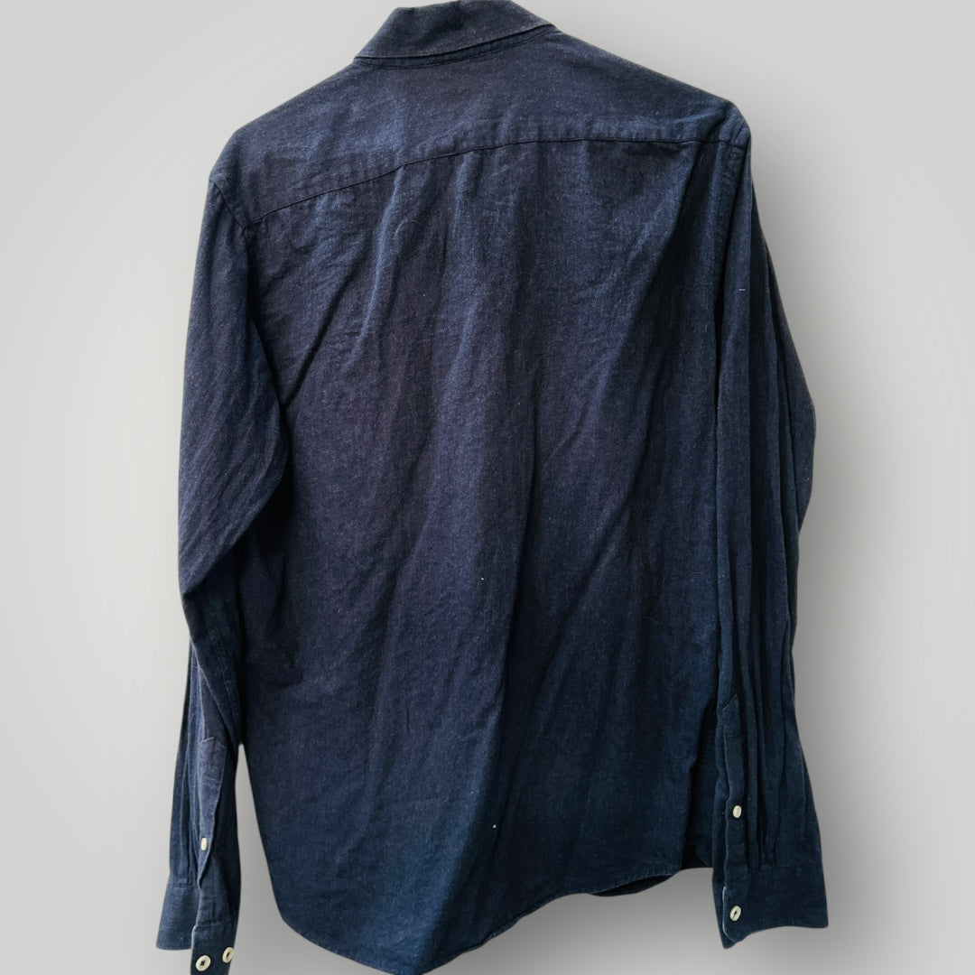 BARKERS / navy brushed cotton shirt / m (3886923394611805077)