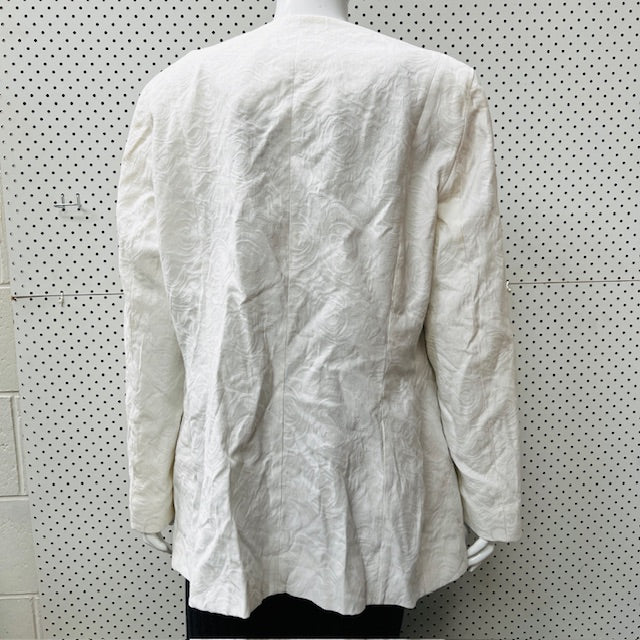 1980s nz vintage / HENDRIKSEN / white brocade blazer / 16 (3887024363895723099)