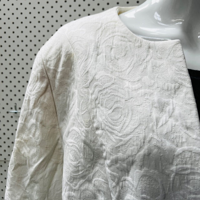1980s nz vintage / HENDRIKSEN / white brocade blazer / 16 (3887024367502747186)