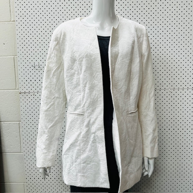 1980s nz vintage / HENDRIKSEN / white brocade blazer / 16 (3887024369275060102)