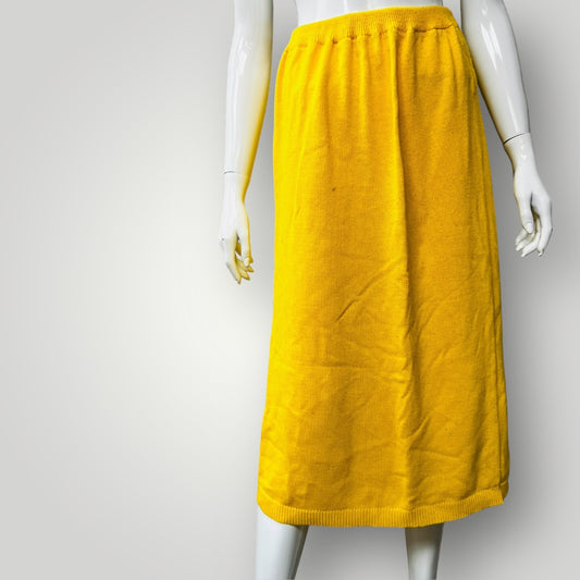1990s nz vintage / GAYE BARTLETT / bright yellow knit tube skirt / s/m (3887025404674918550)