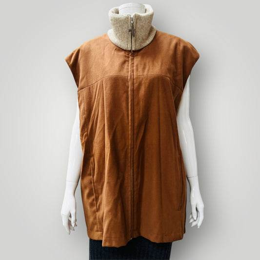 UNTOUCHED WORLD / sleeveless vest with merino possum collar / XXL Jackets