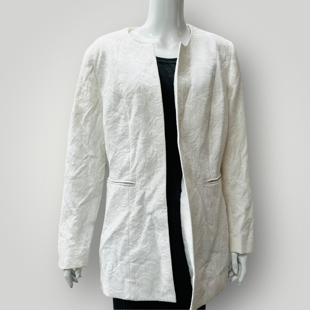 1980s nz vintage / HENDRIKSEN / white brocade blazer / 16 (3887025453894644888)