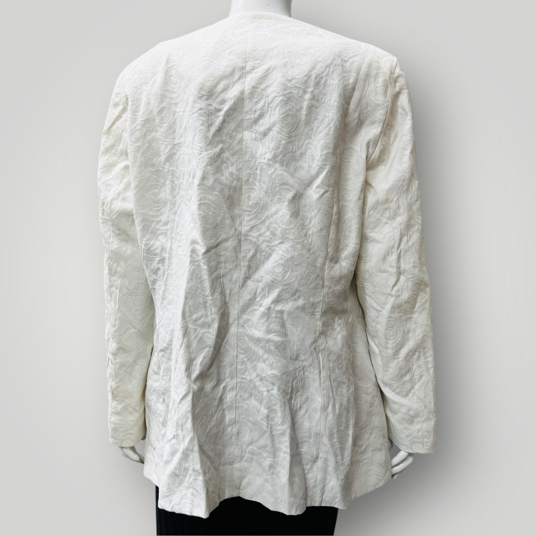 1980s nz vintage / HENDRIKSEN / white brocade blazer / 16 (3887025455931050369)