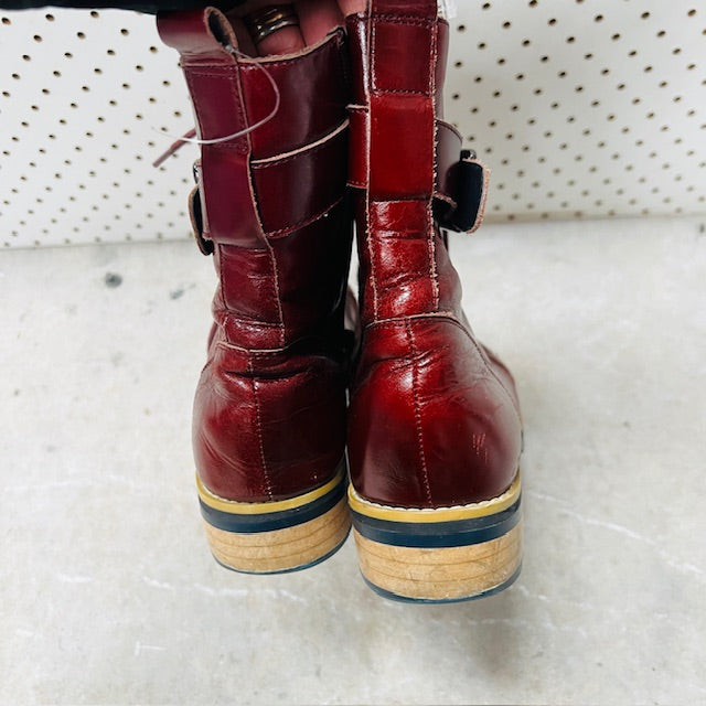 KATE SYLVESTER / cherry red biker boots / 38 (3887449975138376120)