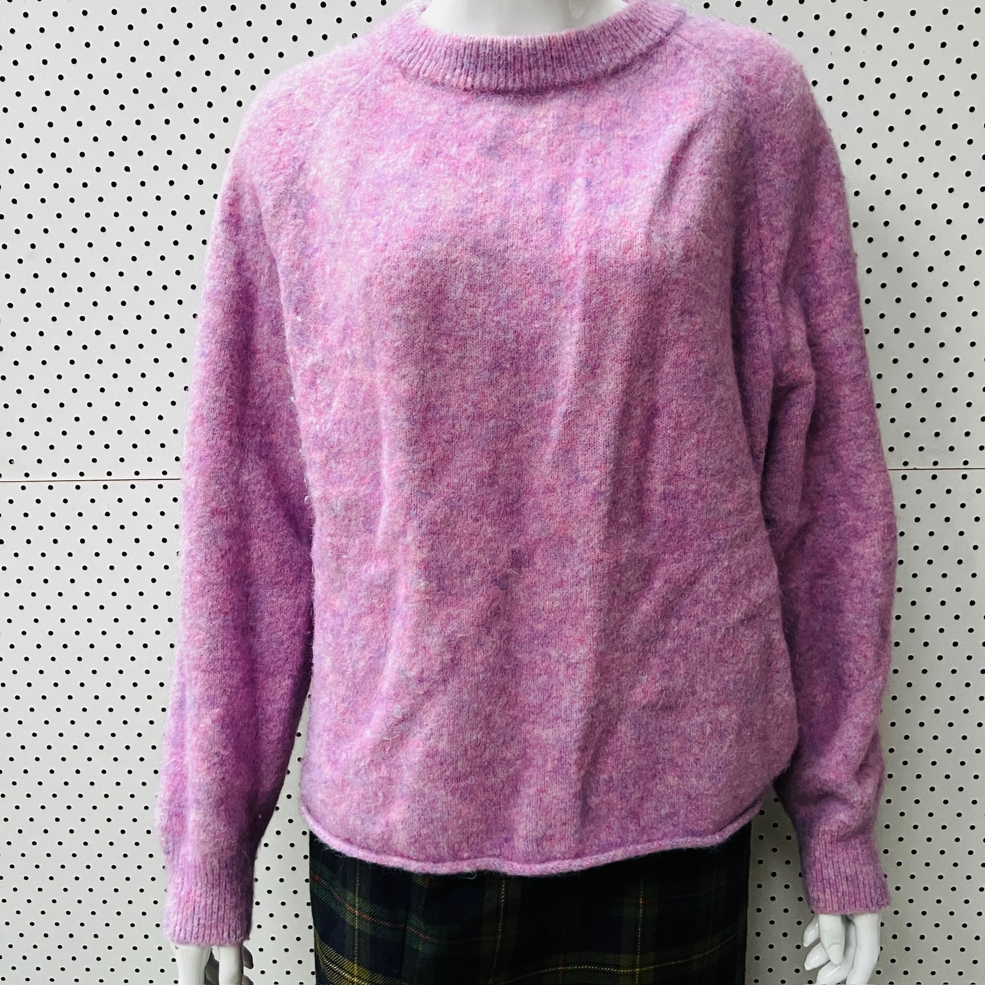 THING THING  / pink brushed wool mohair jumper / 12 / made in nz (3887558857384938327)