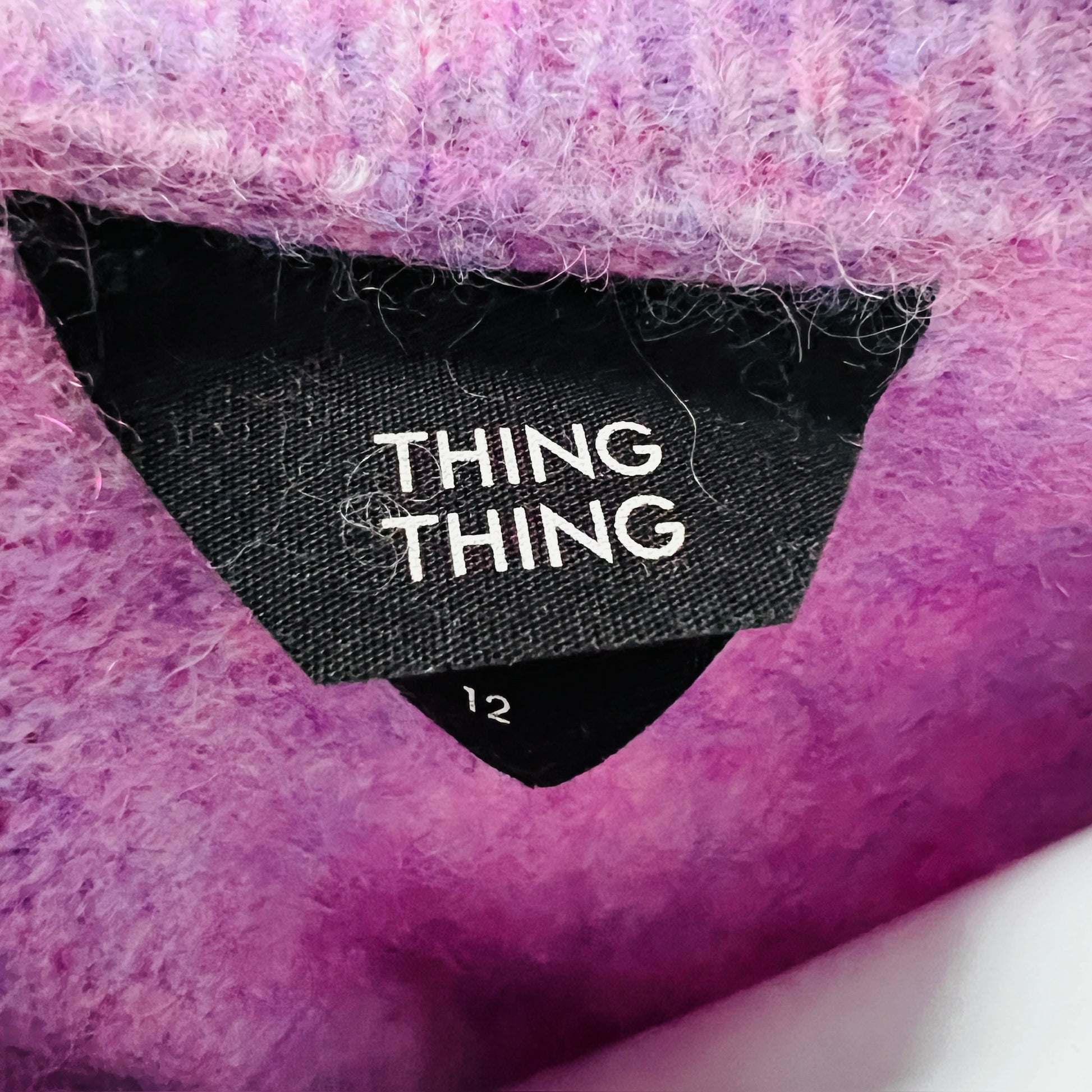 THING THING  / pink brushed wool mohair jumper / 12 / made in nz (3887558862480705166)