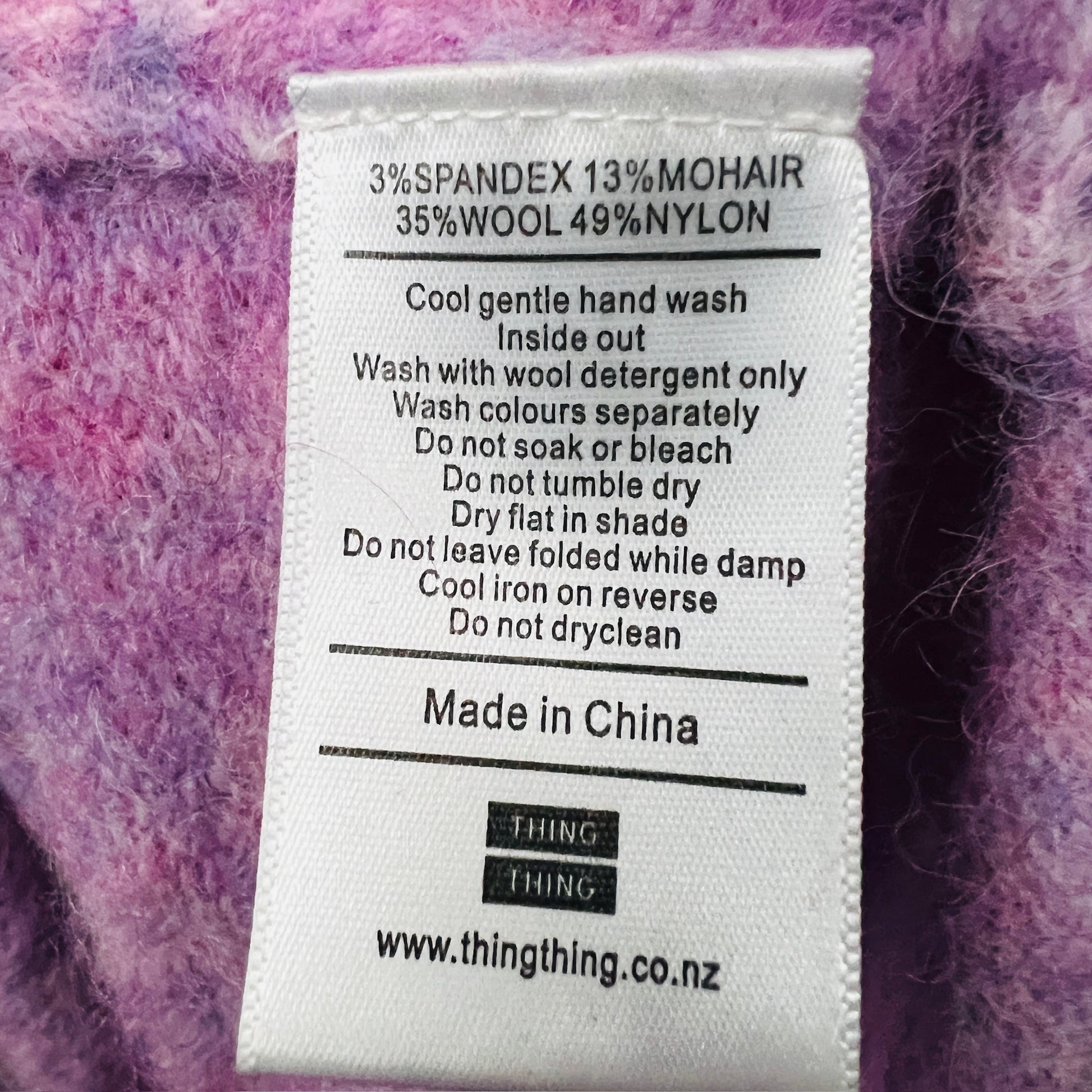 THING THING  / pink brushed wool mohair jumper / 12 / made in nz (3887558867103411988)