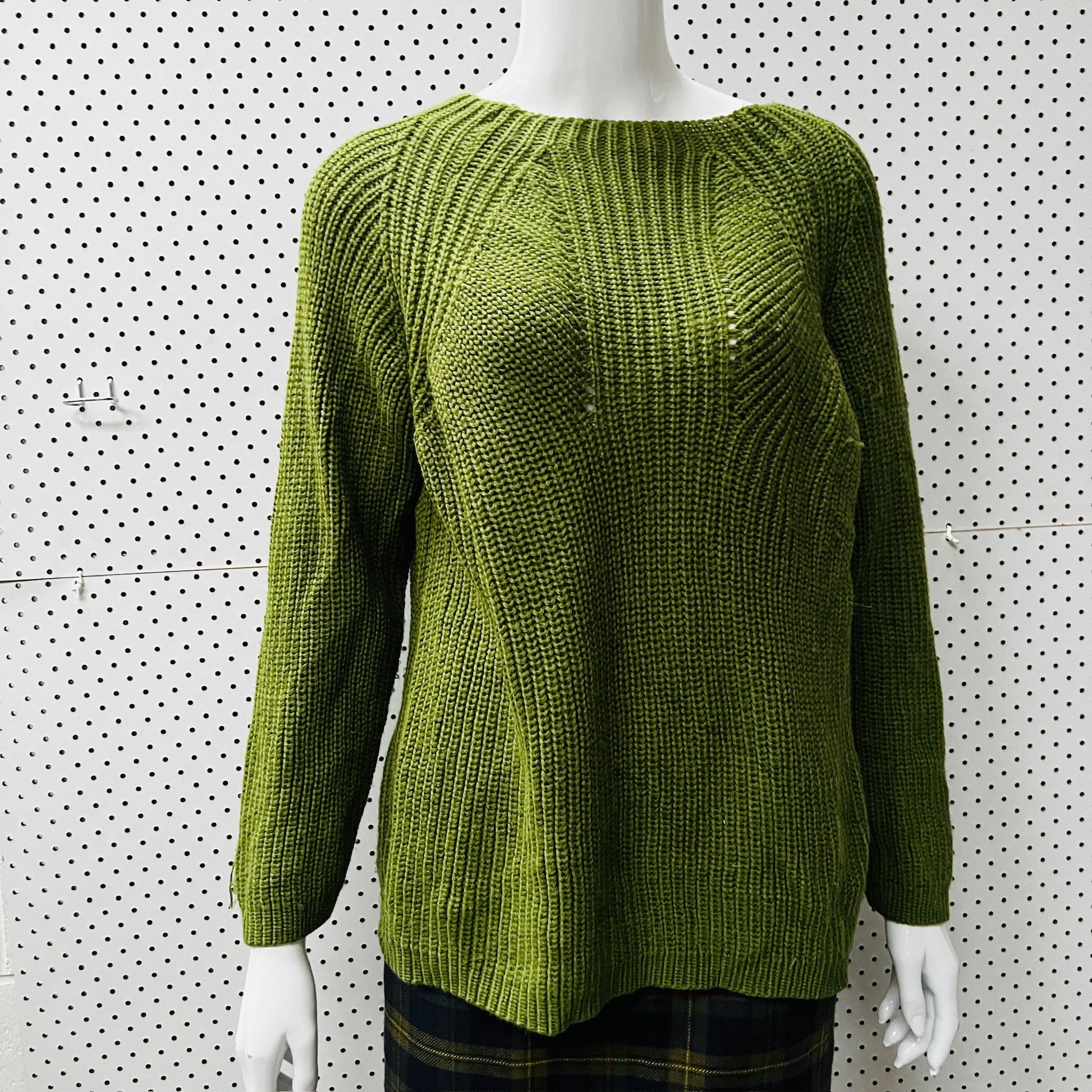 OPTIMUM / green ribbed merino jumper / 10 (3887558924683799209)