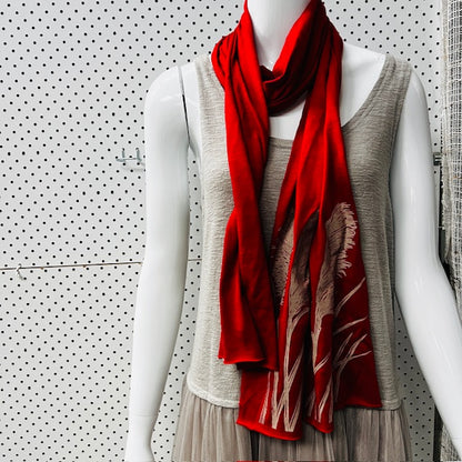 JILL MAIN / merino scarf with toi toi print / made in nz (3888053363605714678)