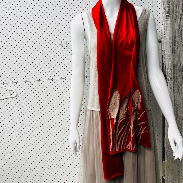 JILL MAIN / merino scarf with toi toi print / made in nz (3888053365227301664)