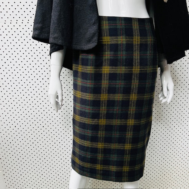 1980s nz vintage / 'blaise' plaid wool skirt / s (3888053542288879538)